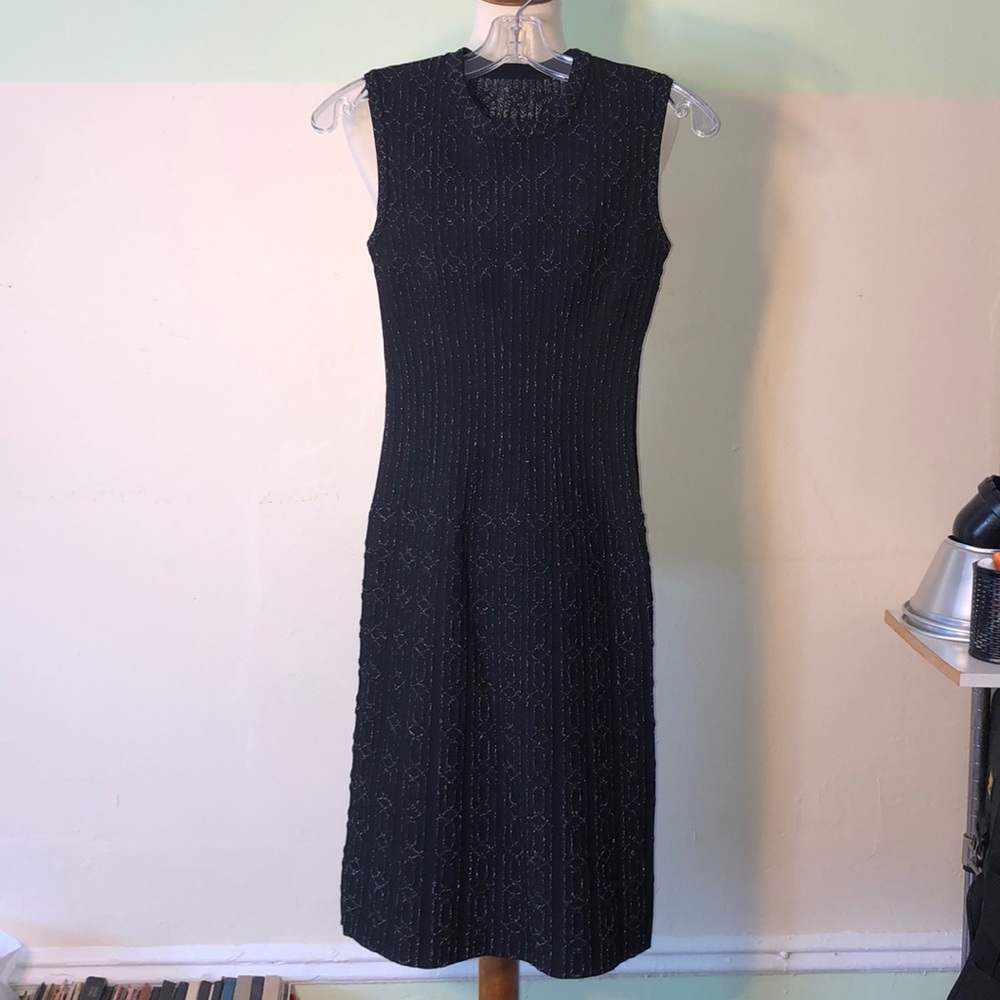 Alaia black mini sleeveless dress with scoop neck